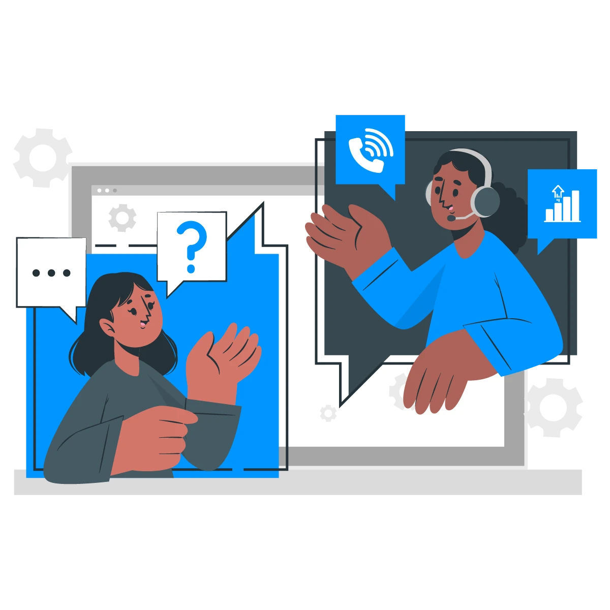 Female virtual assistant on a call, representing high-quality remote customer service interactions.