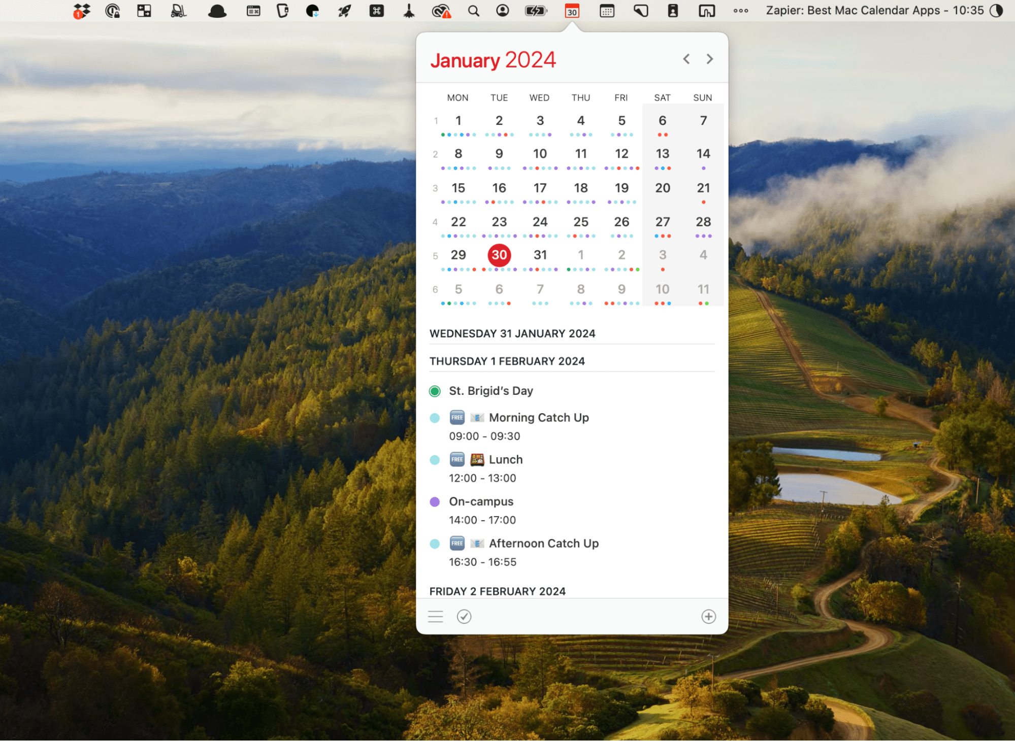 Calendar 366, our pick for the best menu bar icon for Apple's Calendar