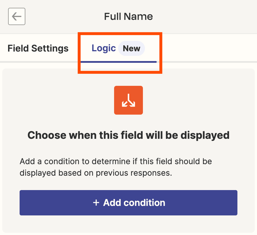 Screenshot of logic conditions in form fields