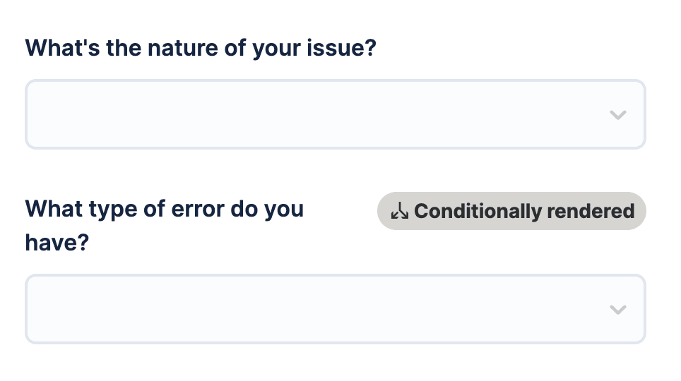 Screenshot of a conditionally rendered question in Interfaces forms. 