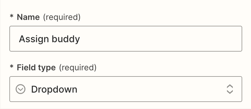 Screenshot of assign buddy dropdown field