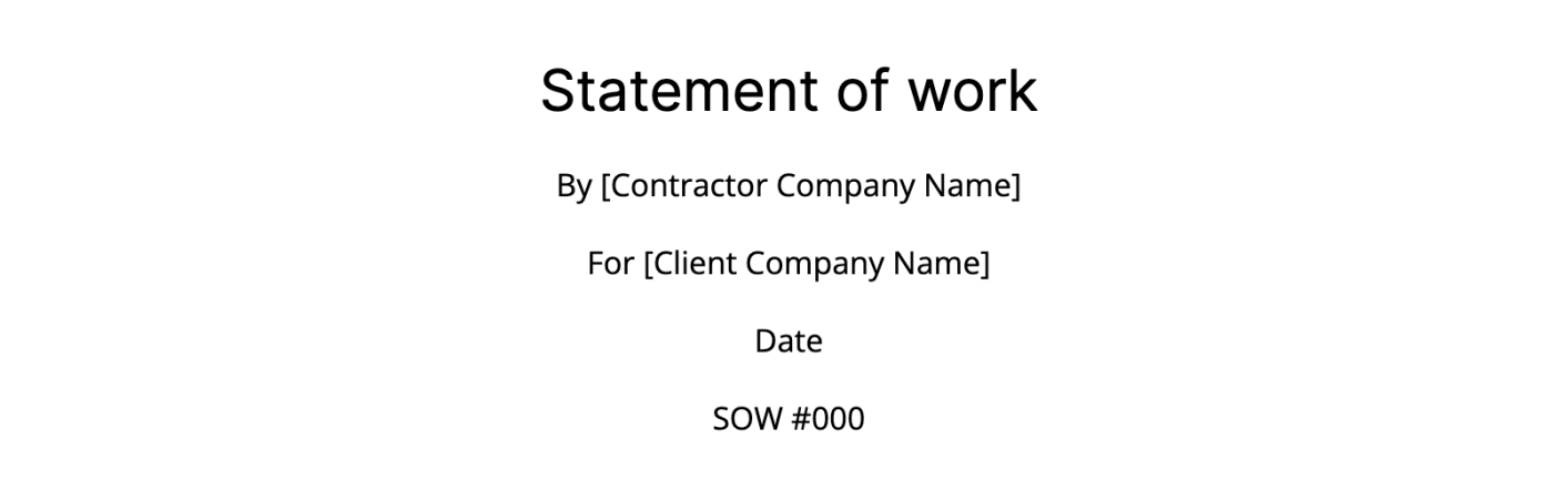 Statement of work template title