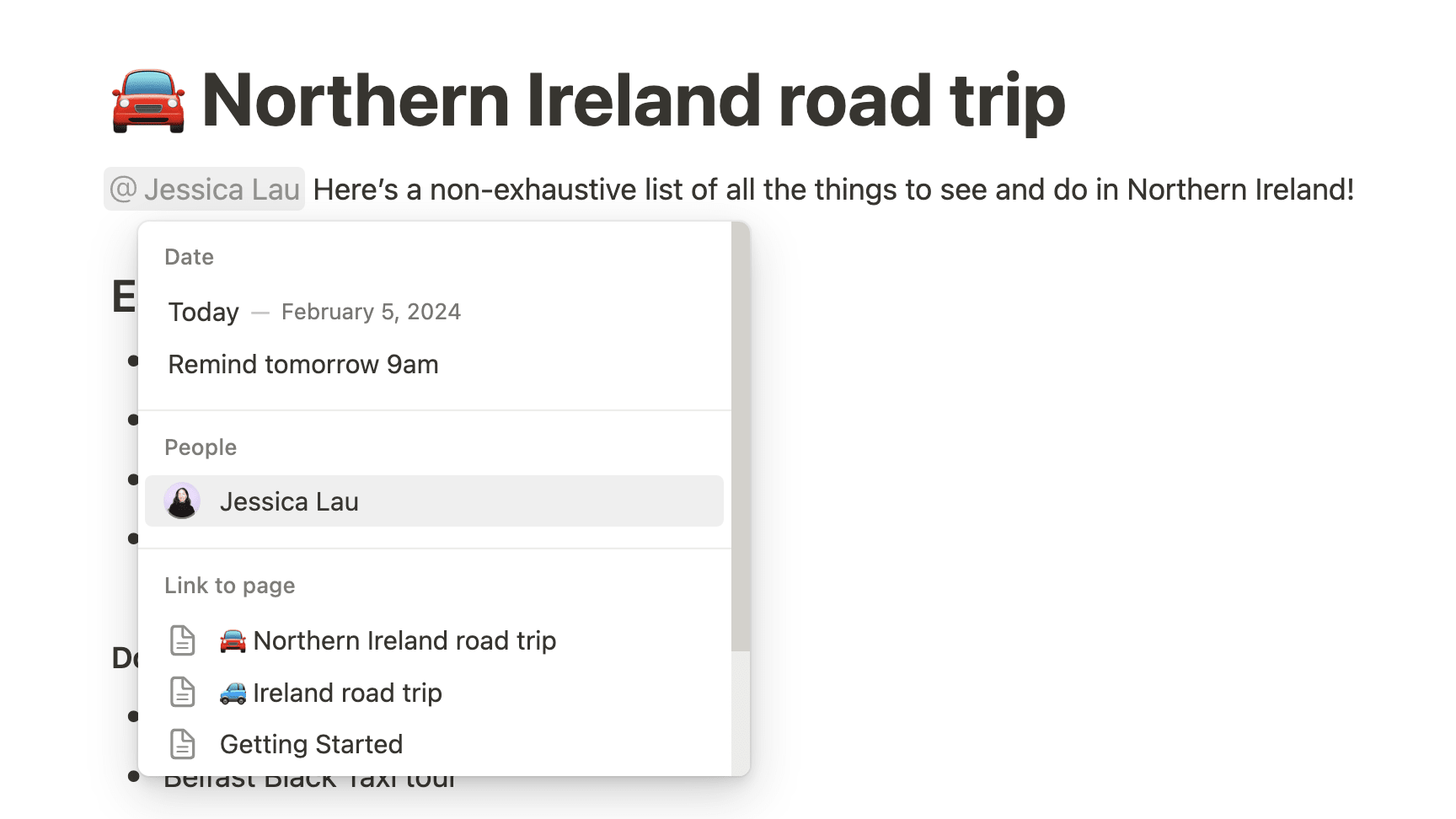 Expanded dropdown of inline block options in Notion: date, people, and page mentions. 