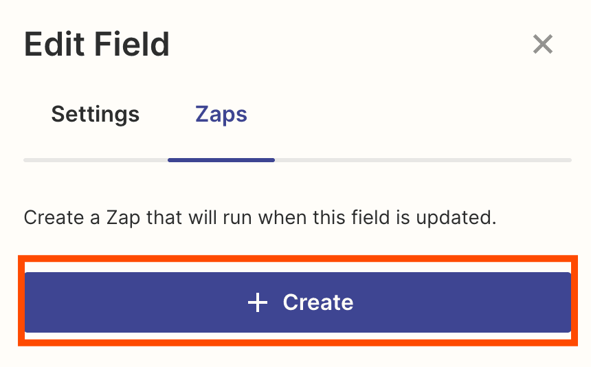 Screenshot of create Zap button