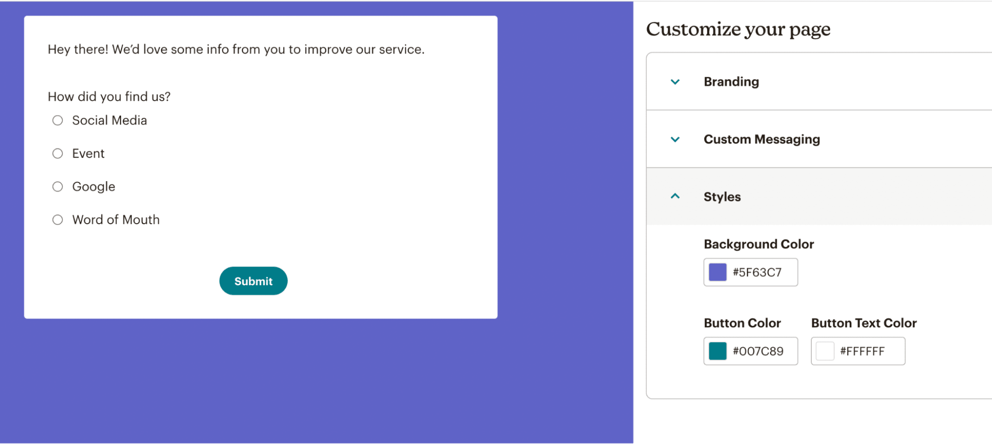 Building surveys in Mailchimp