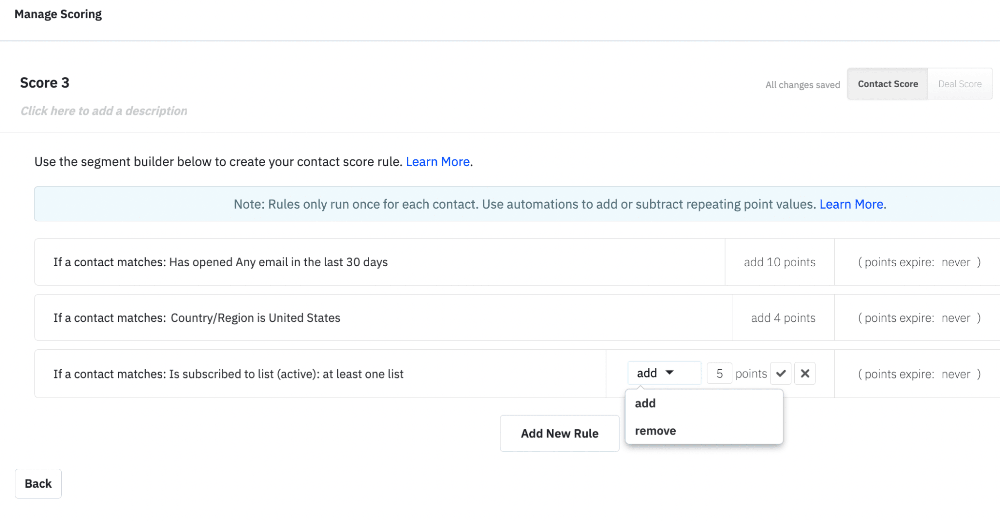 Lead scoring in ActiveCampaign