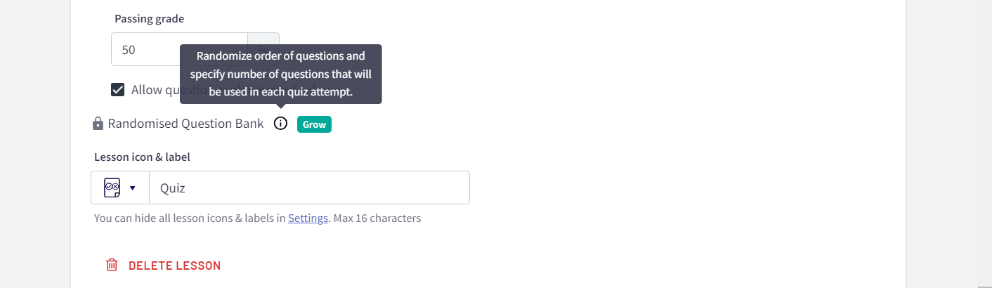 Randomizing the order of the questions in Thinkific