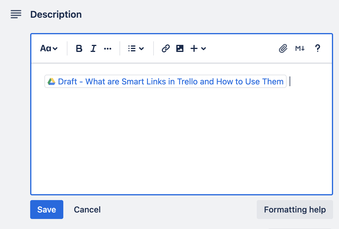 The inline view for Smart Links in Trello