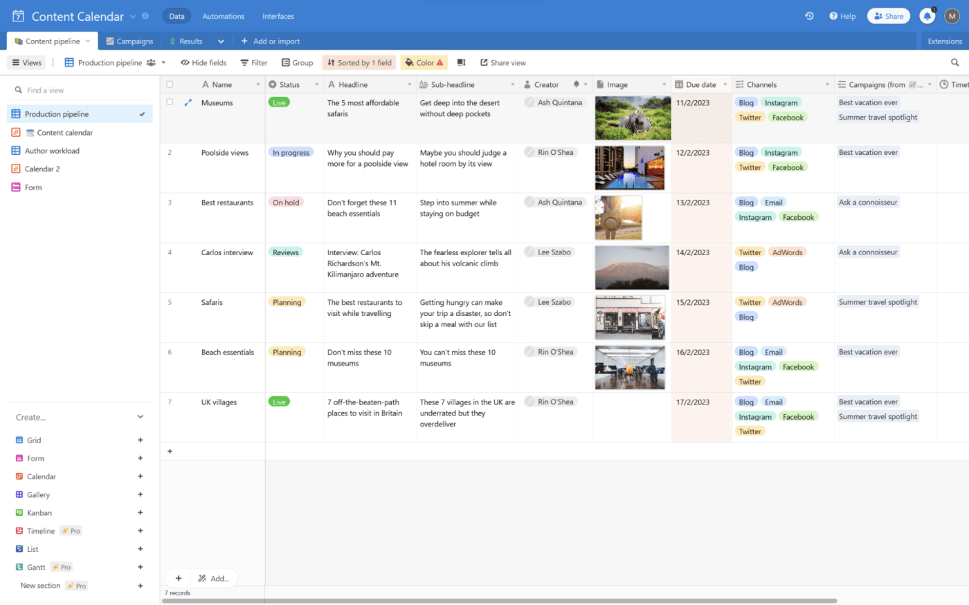 Airtable, our pick for the best database software for people who use spreadsheets for everything