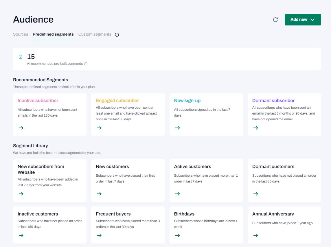 Segmentation in tinyEmail