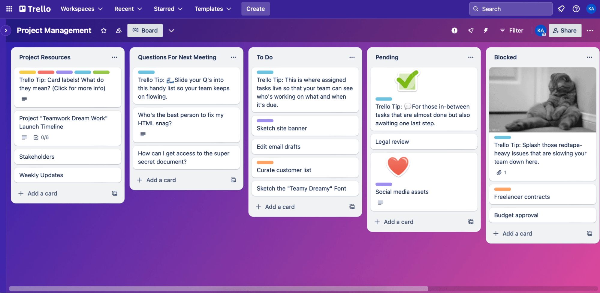 Trello, our pick for the best free project management software.
