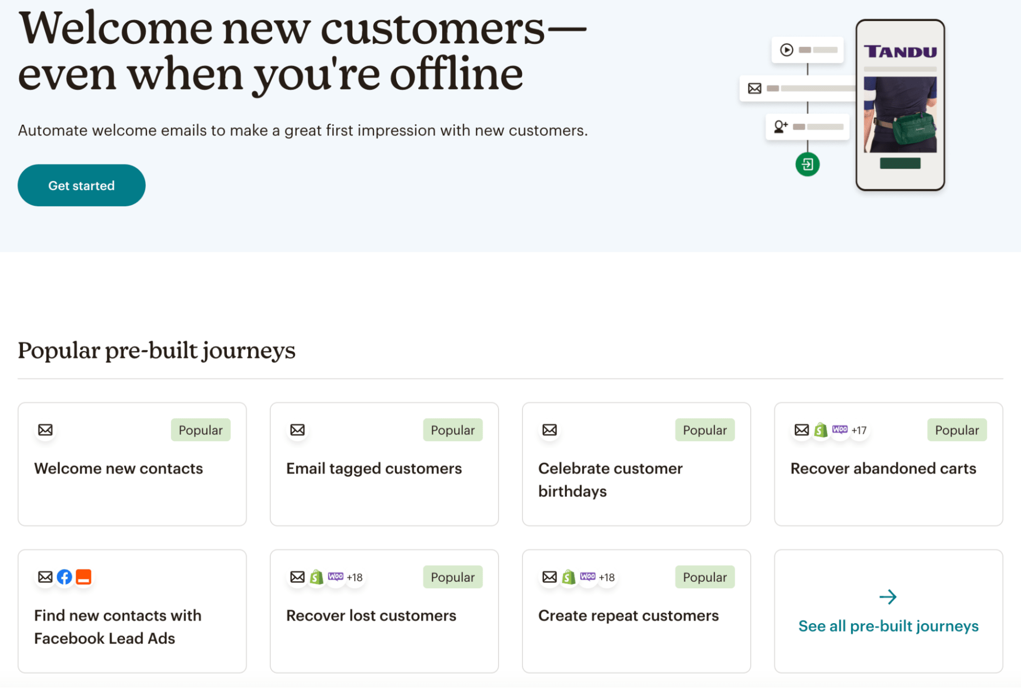 Pre-built automation journeys in Mailchimp