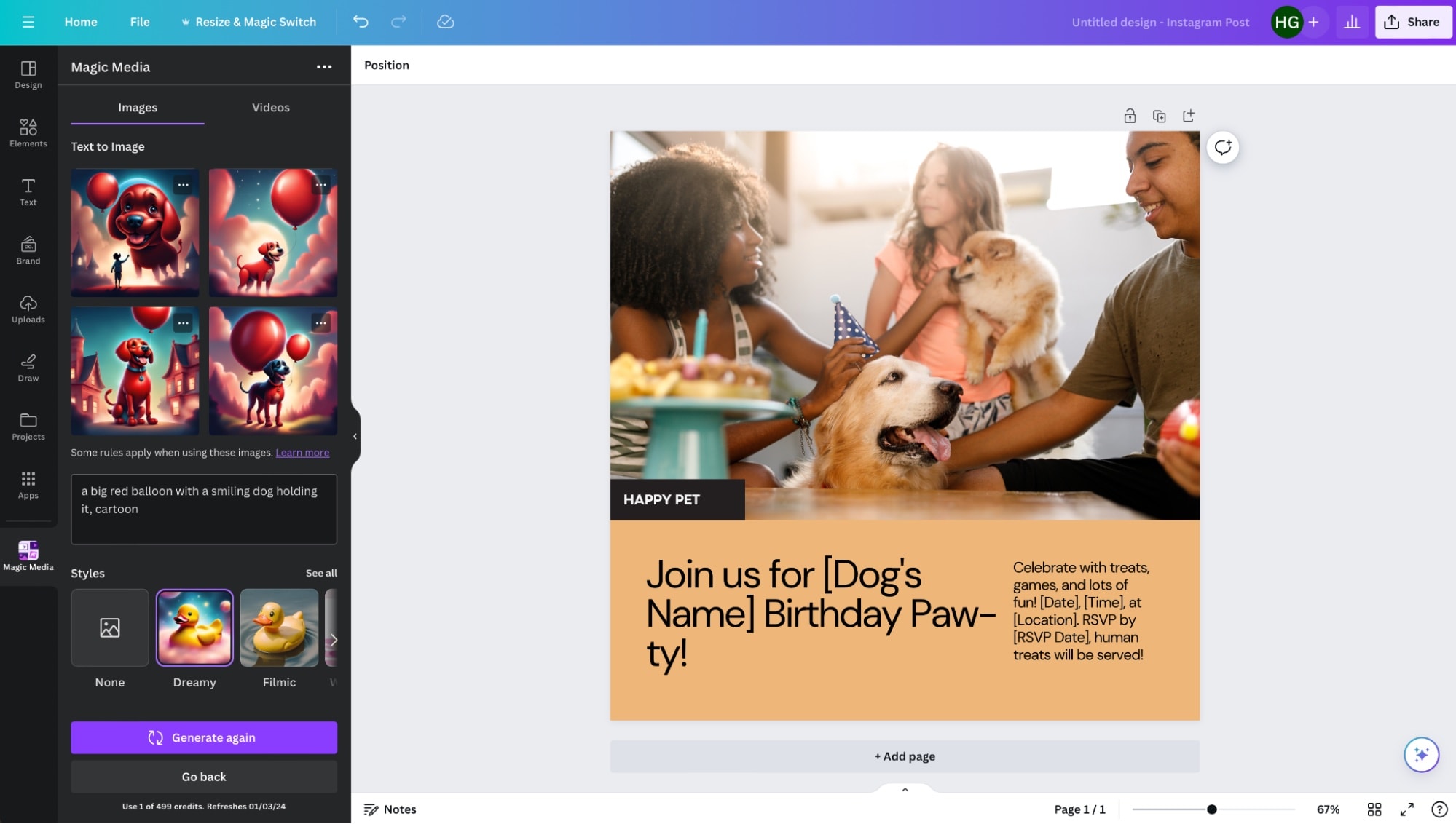 Canva, our pick for the best design app with an AI photo editor