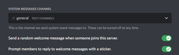 Editing Discord's automatic welcome feature