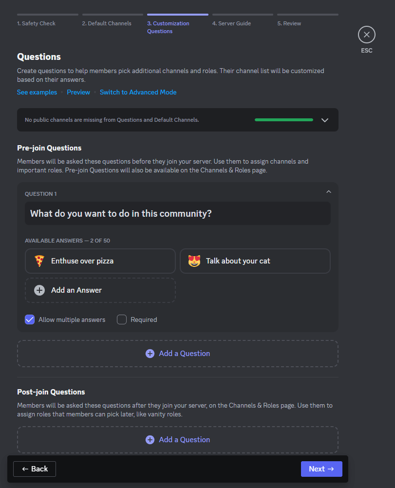 Adding pre-join questions in Discord