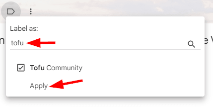 Searching for a label to add to an email in Gmail