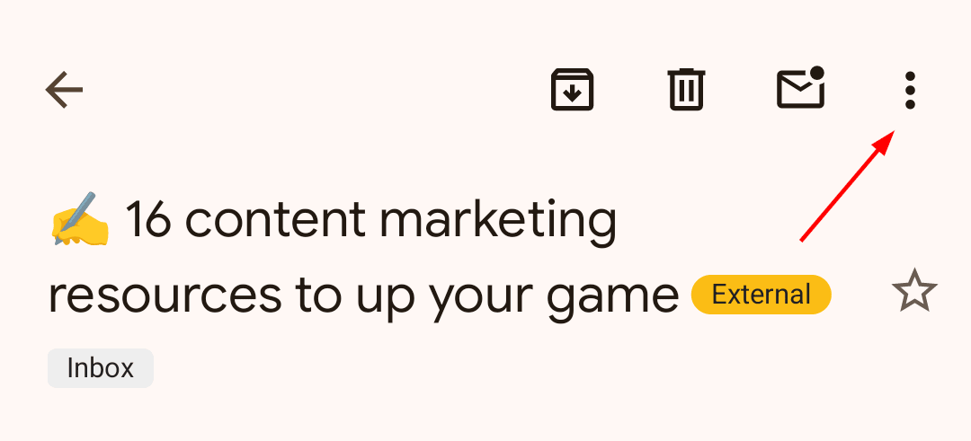 Clicking the three dots on mobile for more options in Gmail