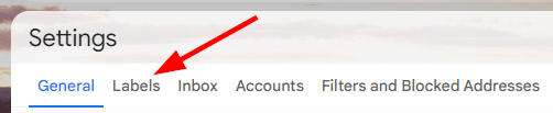 The labels tab in Gmail