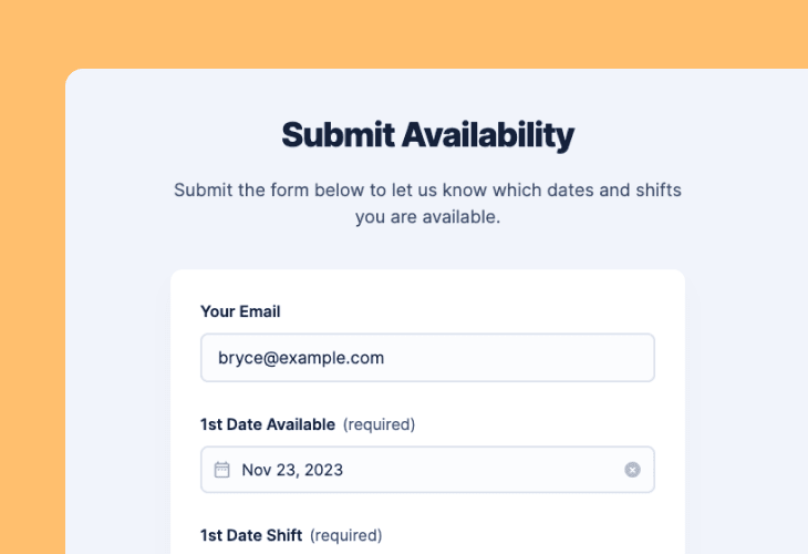 form to submit availability