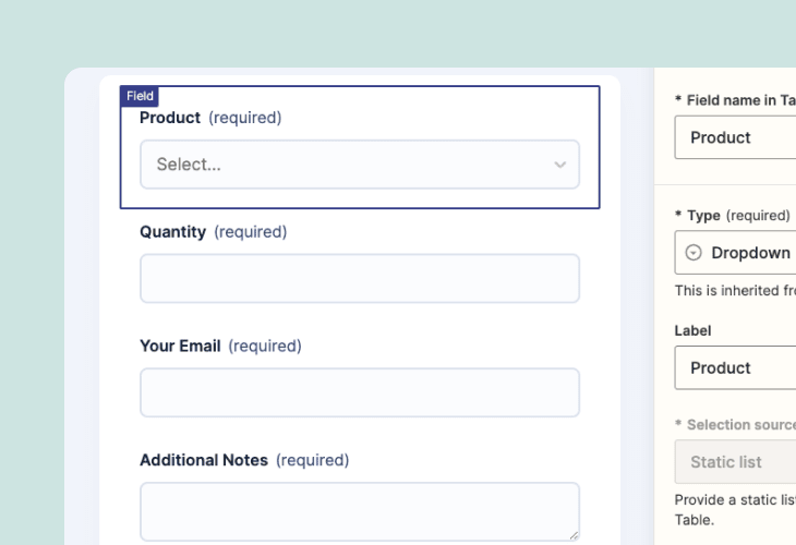 form for product orders