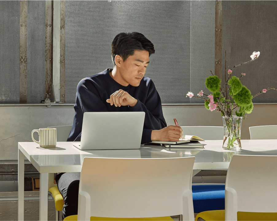 man at desk