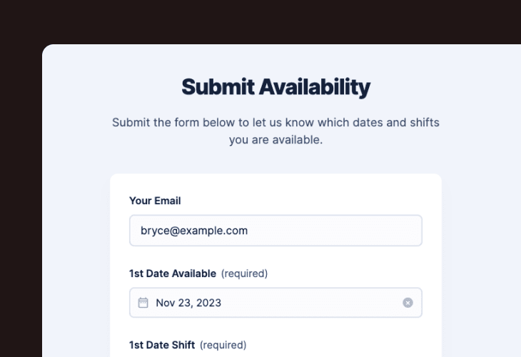form to submit availability