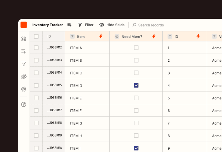 inventory tracker with vendor details