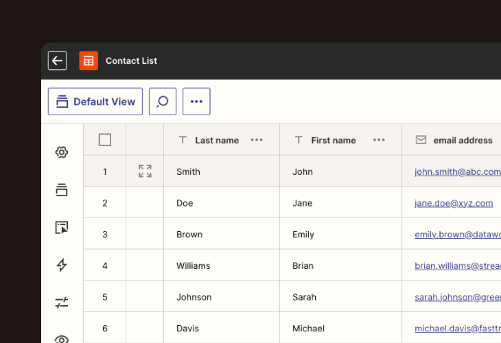 contact list table