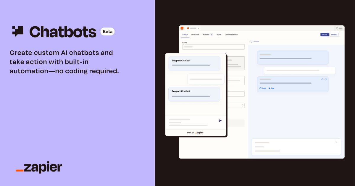 Build a free AI Chatbot on Zapier