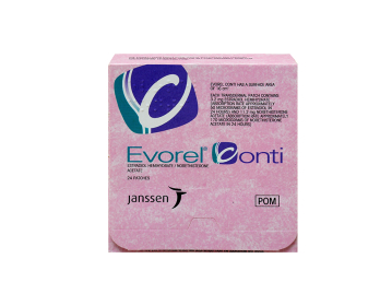 Pack of 24 Evorel Conti 3.2/11.2mg estradiol hemihydrate/norethisterone acetate patches