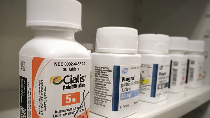 Bottles of Cialis and Viagra tablets
