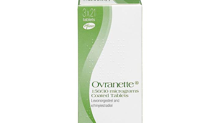 Pack of 63 Ovranette 150/30µg levonorgestrel/ethinylestradiol coated tablets
