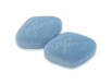 Two blue Viagra tablets with Pfizer imprinted on the front of each tablet
