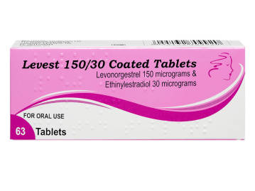 Pack of 63 Levest 150/30µg levonorgestrel/ethinylestradiol coated oral tablets