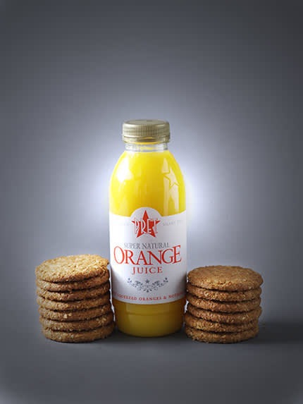 small bottle of orange juice