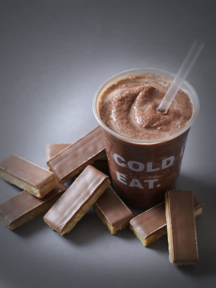 Large Mocha chiller from East next to 8 Twix caramel slices