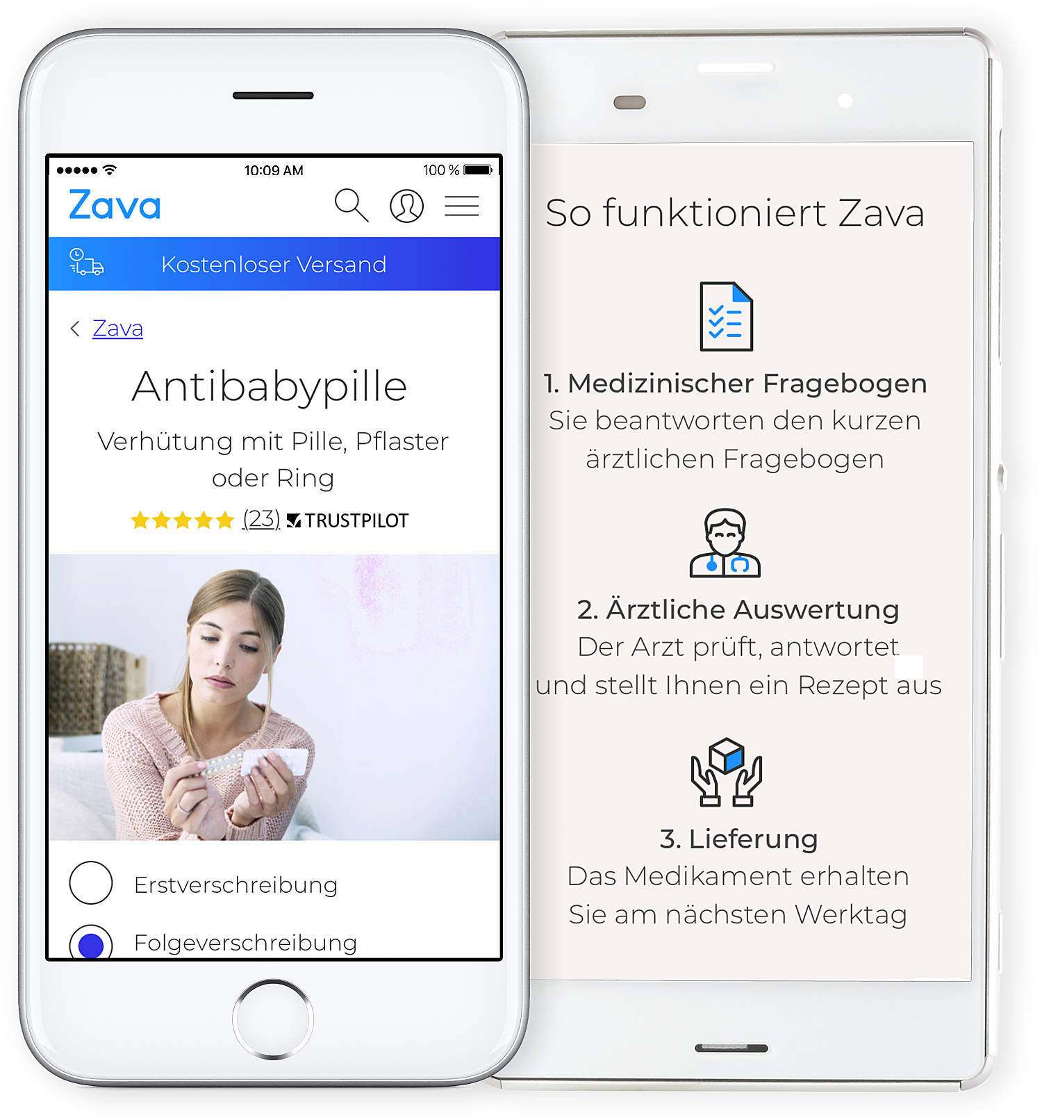 Die Zava Seite ist auch mit dem Handy abrufbar. So können Patienten von überall Informationen erhalten und Medikamente bestellen.