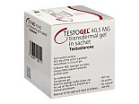 Rear box of Testogel, a transdermal gel treatment for low testosterone
