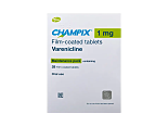 champix 1mg film-coated tablets front of pack containing 28 tablets