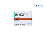 A box containing 84 120mg Xenical capsules