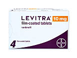 Pack of 4 Levitra 10mg vardenafil film-coated tablets