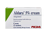 A box of Aldara cream, a prescription-strength topical cream used to treat genital warts