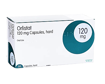 A box of 84 Orlistat 120mg capsules