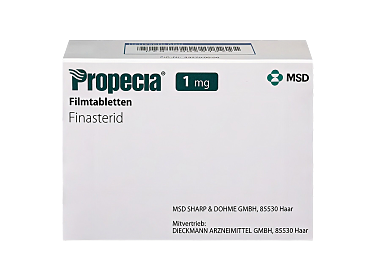 Vorderseite einer Packung Propecia 1 mg von MSD