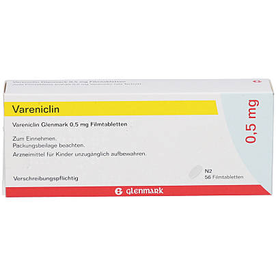 Vareniclin Glenmark 0,5 mg Verpackung von vorne