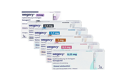 Eine Grafik zeigt Wegovy® in allen verfügbaren Dosierungen.