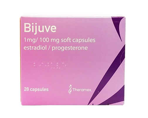 Bijuve estradiol and progesterone 1 mg 100 mg soft capsules pack of 28 capsules