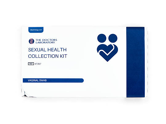 Vaginal swab test kit box for female chlamydia and gonorrhoea testing