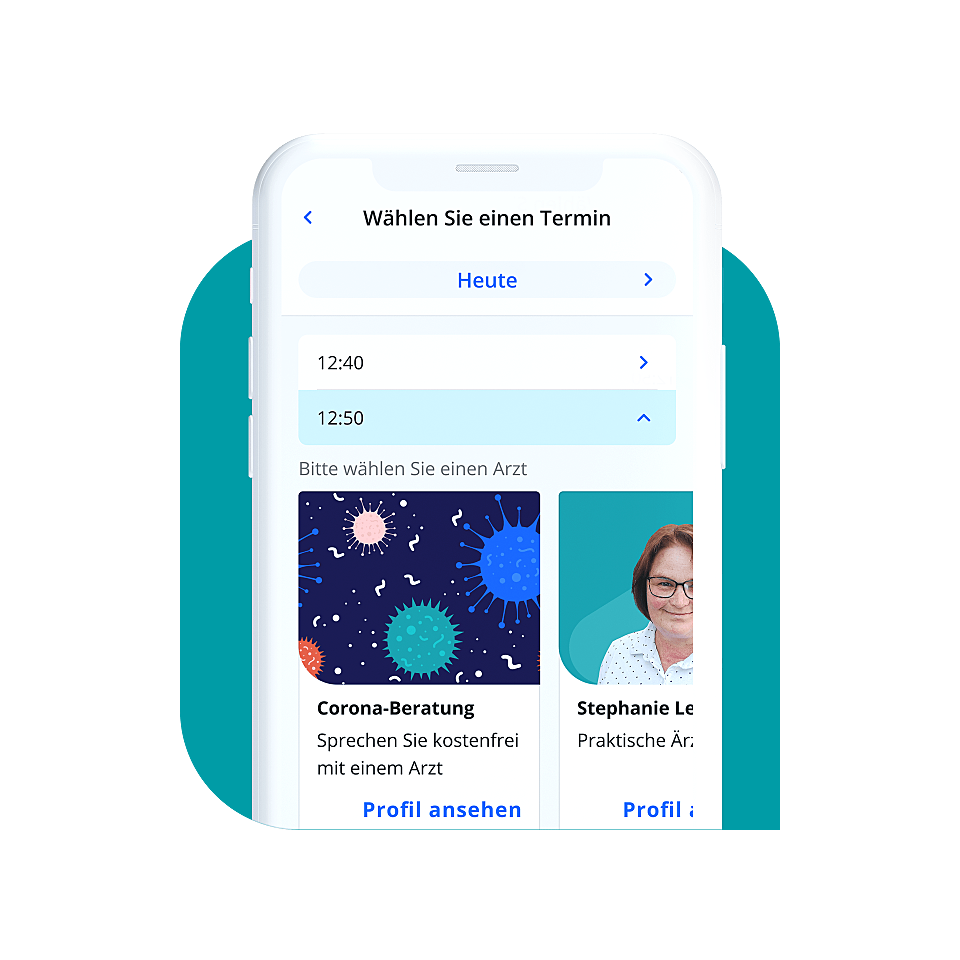 Profil-Vorschau der Corona-Beratung über die Zava App