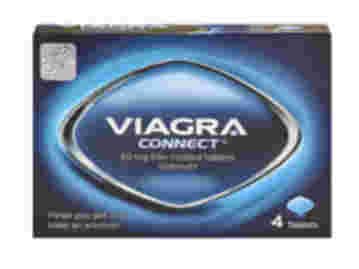 Front of box containing 4 Viagra Connect 50mg tablets